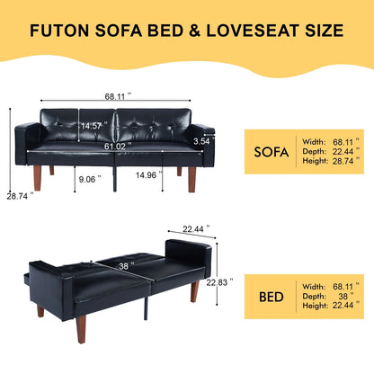Sofa Bed, Convertible Memory Foam Futon Couch, Adjustable Sleeper Sofa Bed for Living Room, Gray