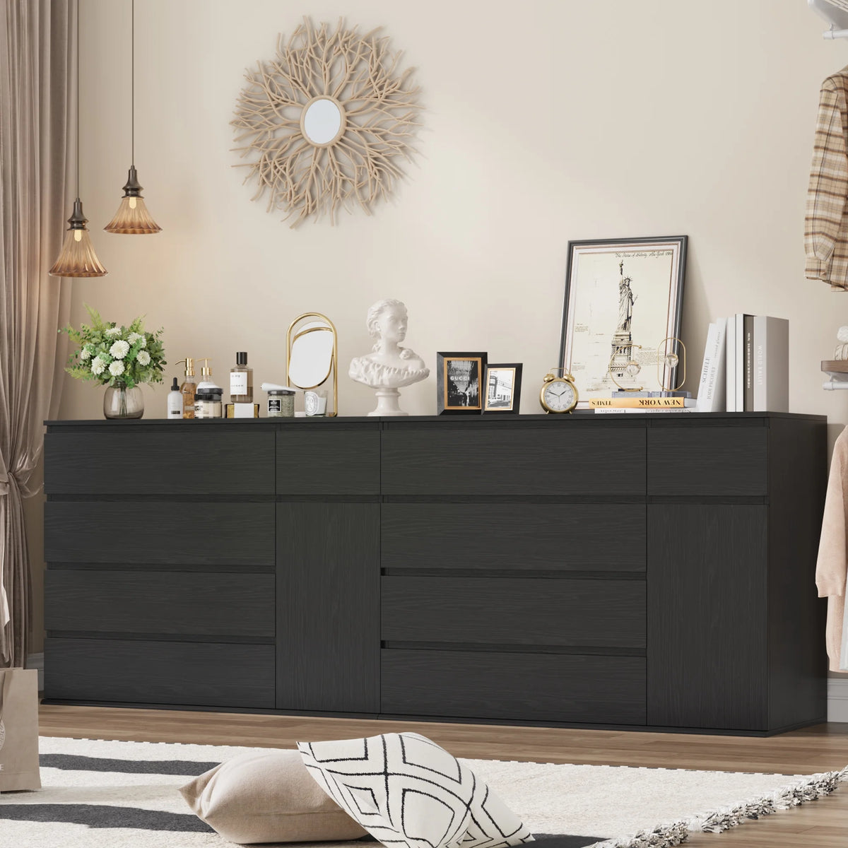 Homfa 5 Drawer White Dresser with Door, Modern Accent Storage Cabinet Chests of Drawers for Bedroom Living Room