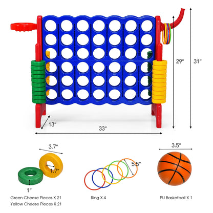Costway Giant 4 in A Row Jumbo 4-to-Score Game Set W/Storage Carrying Bag for Kids Adult