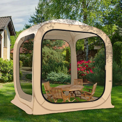 FICISOG Sports Tent Pop up Weather Pod Outdoor Screen House Pod Tent Shelter for up to 6 People, 71in Large Instant Weatherproof Pop up Tent with Clear View for Camping