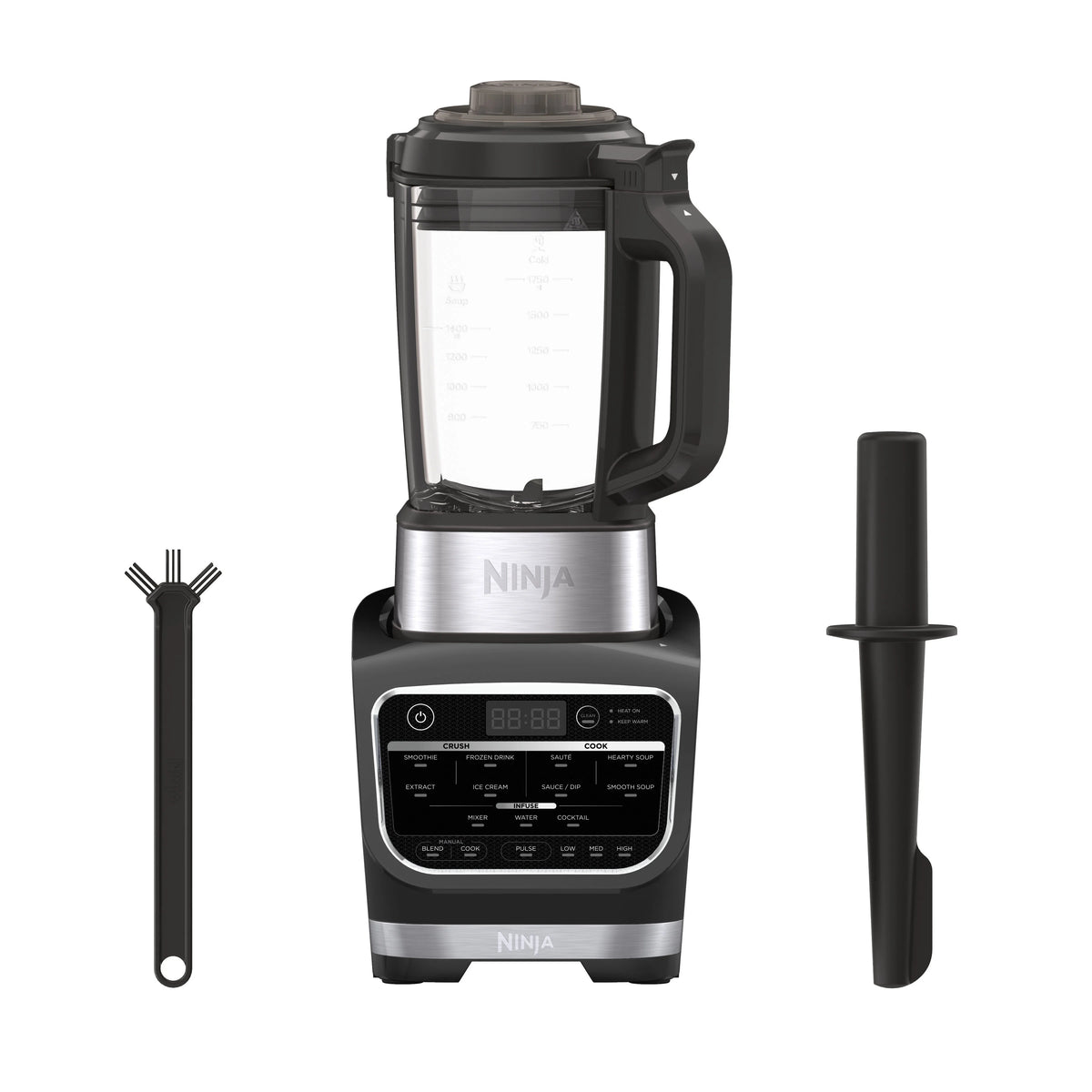 Ninja Foody Cold & Hot Cook Hot Soups, Sauces and Dips Blender with 1400 Peak Watts to Crush Frozen Drinks & Smoothies Nonstick Glass Pitcher (HB152), 64 oz, Black