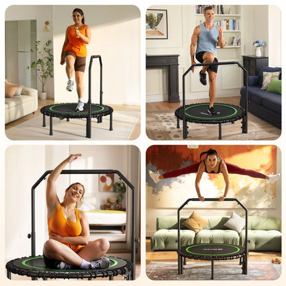 BCAN 450 LBS Foldable Mini Trampoline, 40" Fitness Trampoline with Bungees, Stable & Quiet Exercise Rebounder for Kids/Adults
