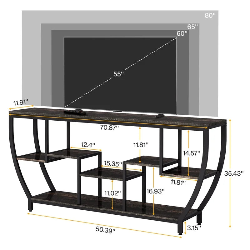 Tribesigns 70.9 Inch Entertainment Center with Storage Shelves, 70.9 Inch TV Stand for Television up to 80 Inches, Wood TV Media Console Table Unit for Living Room, Bedroom,Gray