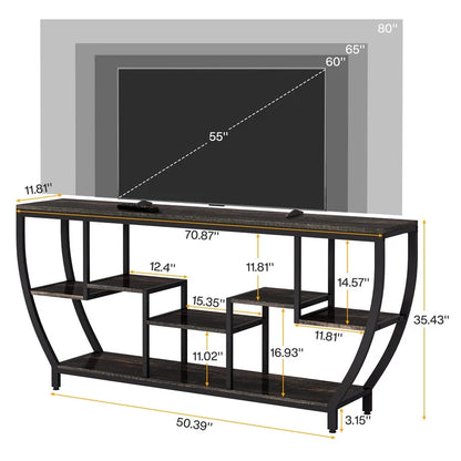 Tribesigns 70.9 Inch Entertainment Center with Storage Shelves, 70.9 Inch TV Stand for Television up to 80 Inches, Wood TV Media Console Table Unit for Living Room, Bedroom,Gray