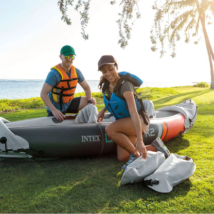Intex Dakota K2 2 Person Inflatable Kayak & Accessory Kit w/Oars & Pump