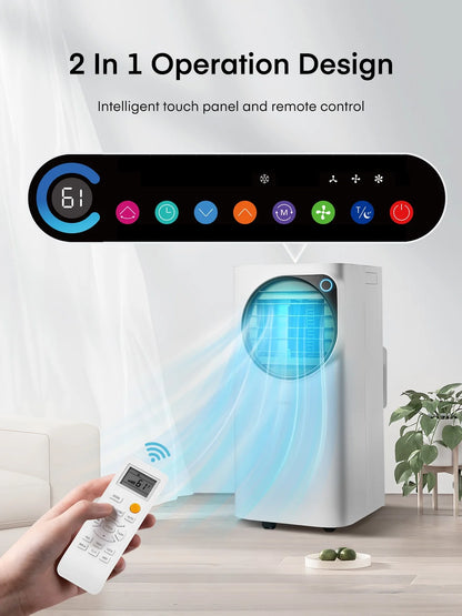 FOHERE 12000 BTU Portable Air Conditioner for Room Cooling and Heating, Covers up to 550 Sq. Ft, 4 IN 1 All Season AC Portable Air Conditioner with Remote Control and Window Kit, White