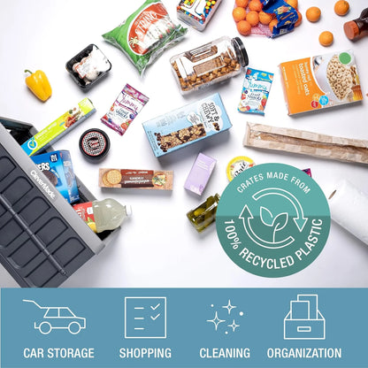 CleverMade 3 Pack Stackable Collapsible Storage Bin with Lids - 16 Gal Ocean