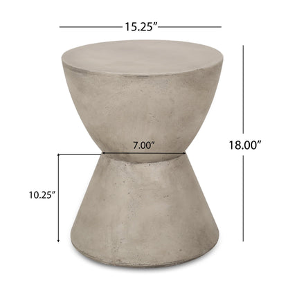 GDF Studio Attola Outdoor Lightweight Concrete Side Table, Light Gray