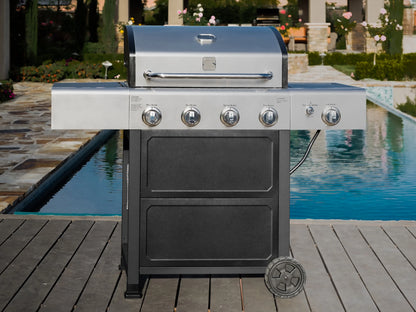 Kenmore BBQ Propane Gas Grill - 5 Burners with Side Burner & Searing Zone, 644 Sq. In. Stainless Steel Grill, 66,000 BTU, Ideal for Outdoor Cooking, Patio & Backyard, Black