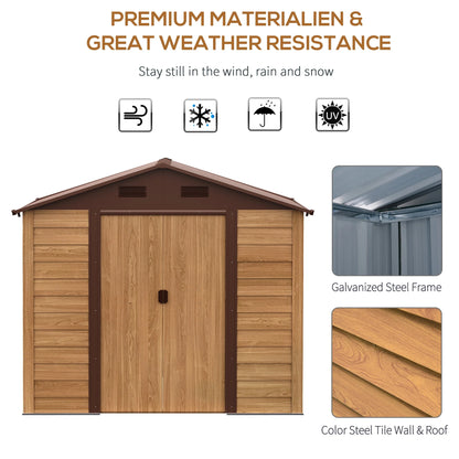 Outsunny 7' x 4' Metal Storage Shed Organizer, Garden Tool House with 4 Vents and 2 Sliding Doors for Backyard, Patio, Garage, Lawn, Dark Gray