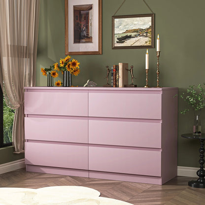 Kadyn White Chest of Drawer, 6 Double Drawer Dresser for Bedroom, Modern Storage Cabinet for Living Room, Dresser