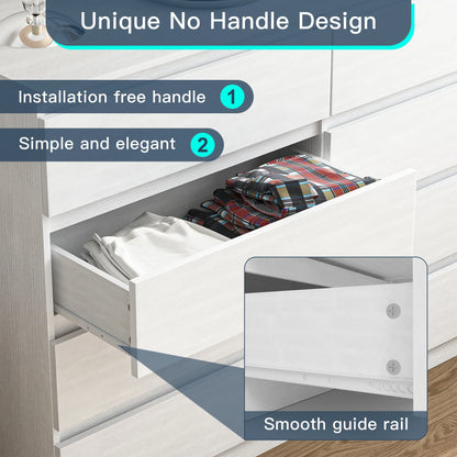 Kadyn White Chest of Drawer, 6 Double Drawer Dresser for Bedroom, Modern Storage Cabinet for Living Room, Dresser