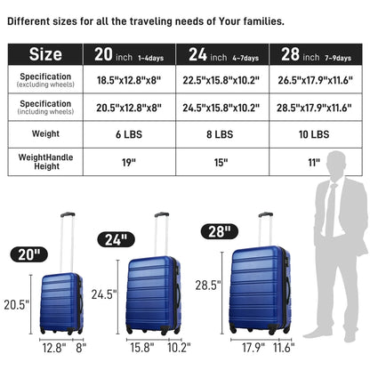 Luggage Sets 3 Piece, Hardside Expandable Ultra Durable PC Lightweight Carry On, Travel Suitcase Set with TSA Lock Spinner Wheels, Multicolor Purple