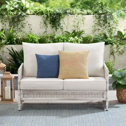 Better Homes & Gardens Paige 1 Piece Wicker Outdoor Loveseat with Cushions, White