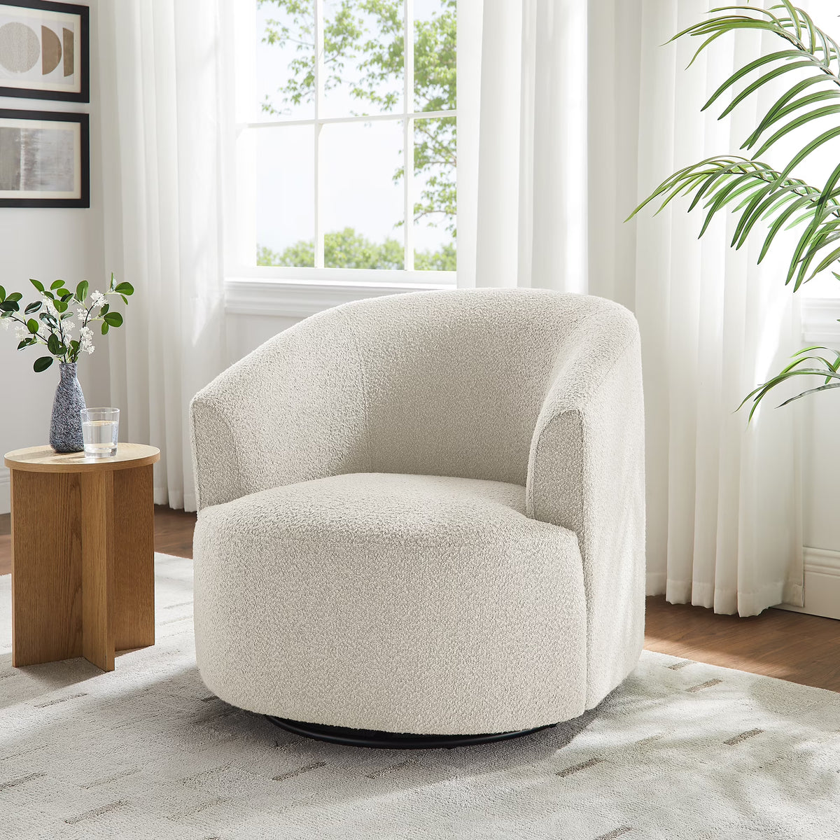 Mainstays Boucle Swivel Accent Chair, Taupe