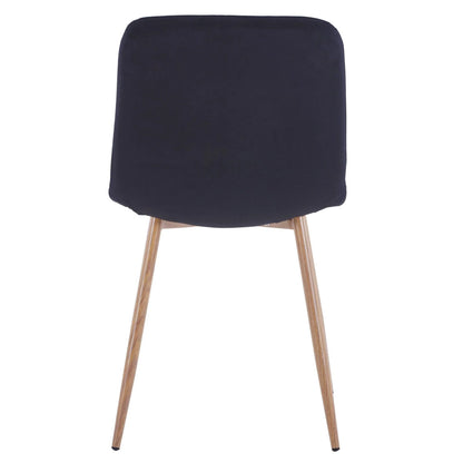 Highsound Dining Chairs Set of 4,Mid-Century Modern Upholstered Dining Chairs with Velvet Cushion Seat for Dinning Room&Living Room, Black