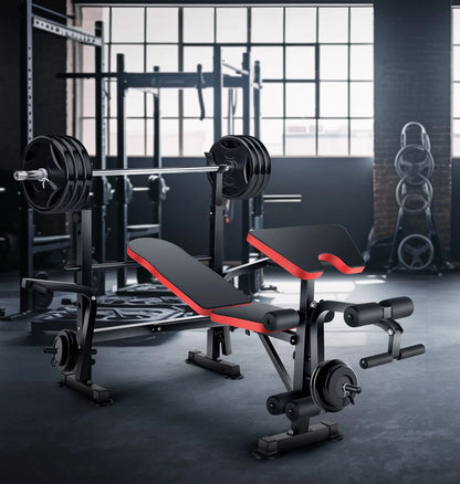 VIBESPARK Adjustable Weight Bench 600lbs 5-in-1 Foldable Workout Bench Set with Barbell Rack Leg Developer Preacher Curl Rack Dumbbell Fly Attachment, Multi-Function Strength Training Bench Press