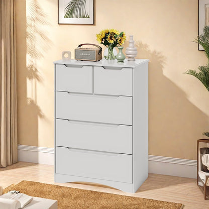 6 Drawer White Dresser,Lofka Modern Wood Double Chest, Versatile Dressers for Bedroom Office Living Room