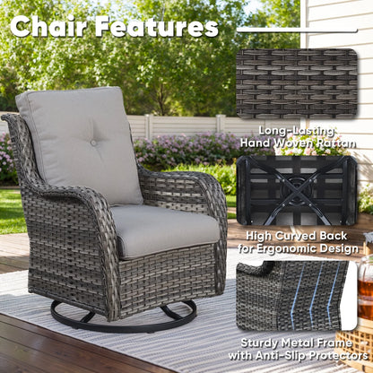 Gymojoy Outdoor Rocking Chairs Set of 2, All Weather PE Wicker Swivel Patio Glider Chairs, Garden Outdoor Furniture Set for Backyard Deck,Blue