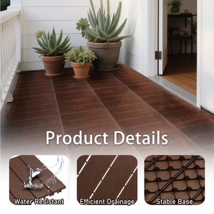 76 Pack Interlocking Deck Tiles, 11.42"x11.42", Polypropylene, Waterproof Outdoor Flooring, 3D Wood Grain Plastic, for Patio, Balcony, Backyard