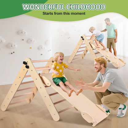 Lookfly 8 in1 Pikler Triangle Set Foldable Baby Climbing Toys for Toddlers 1-6 Inside with Ramp,Toddler Climbing Toys Indoor Baby Gift