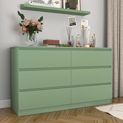 Kadyn White Chest of Drawer, 6 Double Drawer Dresser for Bedroom, Modern Storage Cabinet for Living Room, Dresser