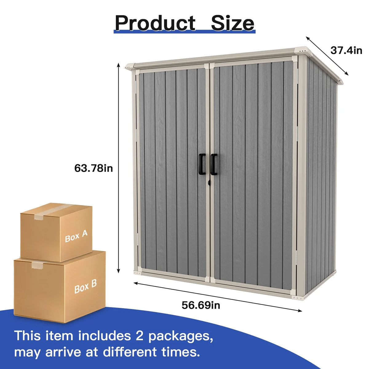 Sunmthink 5.0' X 3.1' Resin Outdoor Shed with Base Frame, Plastic Shed with Lockable Door, for Garden, Ptaio, Backyard, Gray