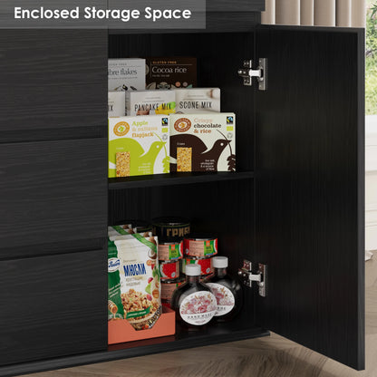 Homfa 5 Drawer White Dresser with Door, Modern Accent Storage Cabinet Chests of Drawers for Bedroom Living Room