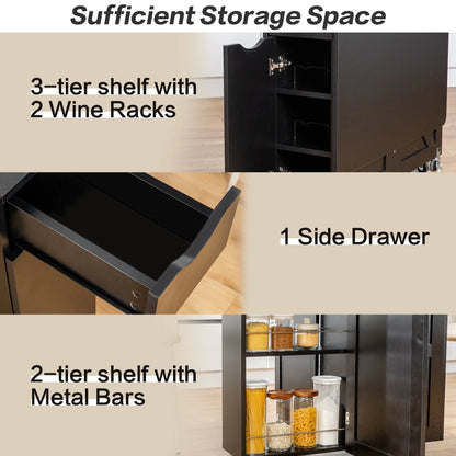spanspace Folding Dining Table, Drop Leaf Dining Table with 6 Wheels and 2-Layer Storage Shelf, Space Saving Dining Table for Small Spaces,Folding Kitchen Table,White