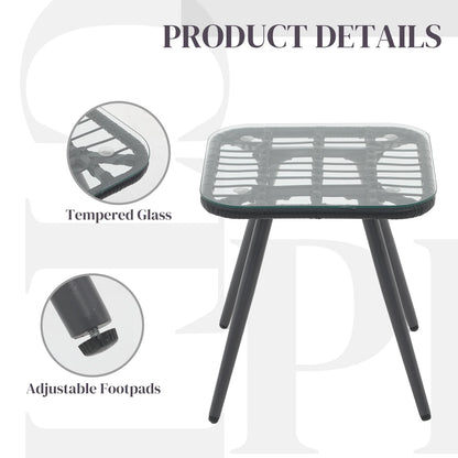 Patio Furniture Set, Betcozy3 Pieces Outdoor Chairs Set with Glass Coffee Table for Garden, Bistro, Porch, Balcony, Backyard