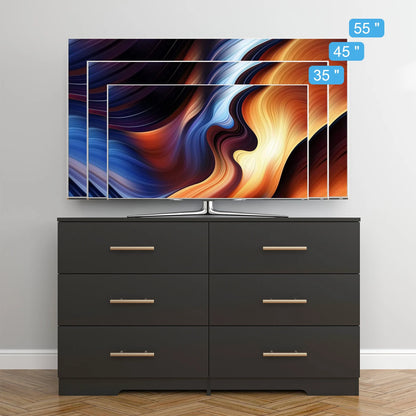 Kadyn White Chest of Drawer, 6 Double Drawer Dresser for Bedroom, Modern Storage Cabinet for Living Room, Dresser