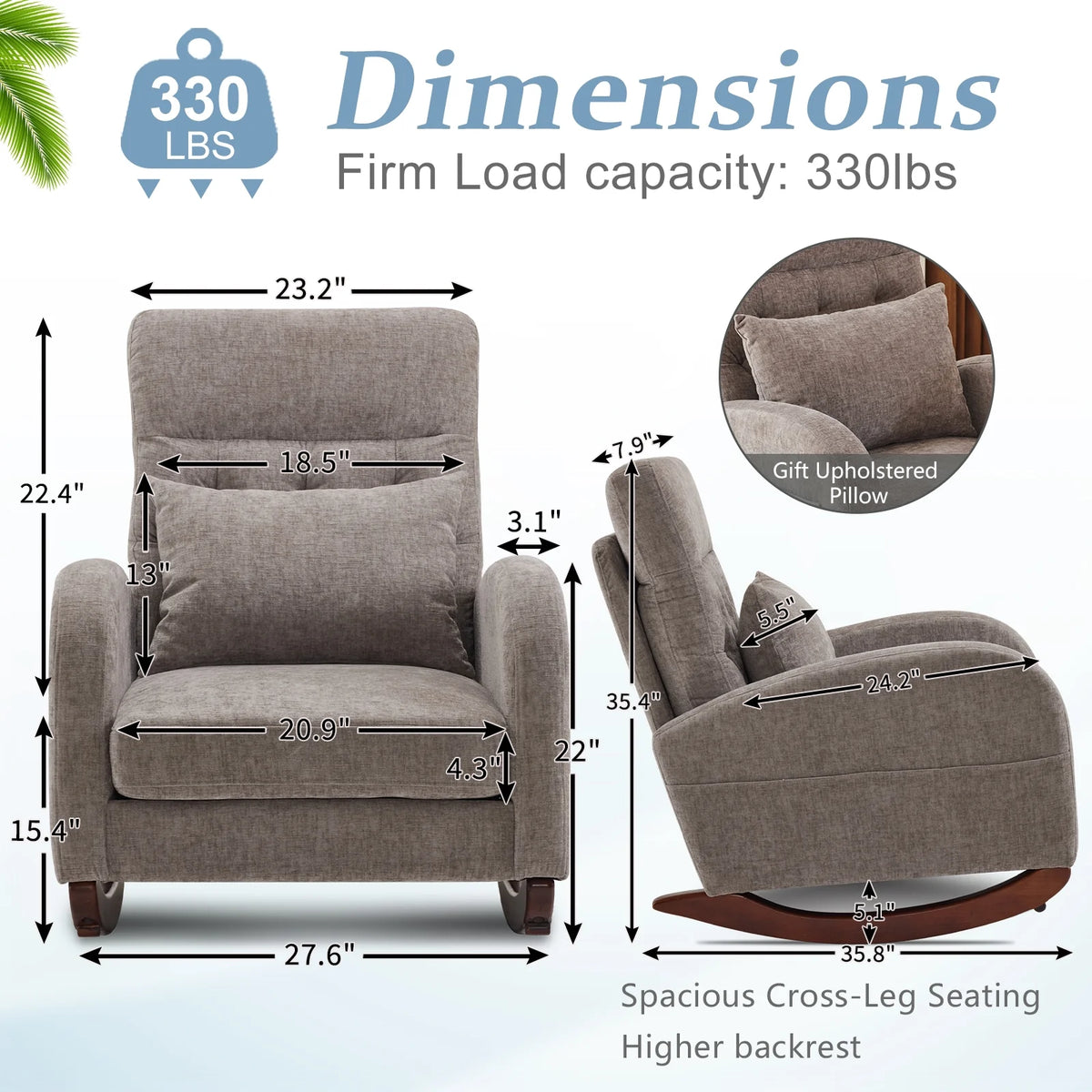 Ktaxon Rocking Accent Chair Glider Reading Chair Comfy Teddy Velvet Upholstered Single Sofa Rocker for Living Room, Nursery, Bedroom Beige