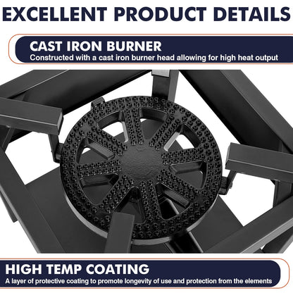 Frizi 1-Burner Propane Gas Outdoor Stove �C 260,000 BTU,  0-30 PSI Adjustable Regulator & Steel-Braided Hose