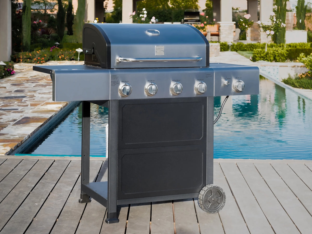 Kenmore BBQ Propane Gas Grill - 5 Burners with Side Burner & Searing Zone, 644 Sq. In. Stainless Steel Grill, 66,000 BTU, Ideal for Outdoor Cooking, Patio & Backyard, Black
