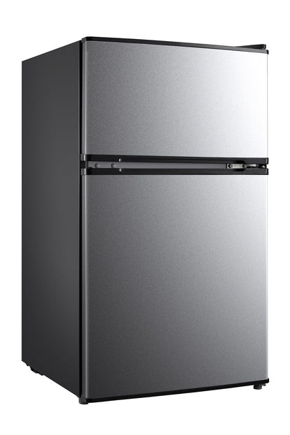 Mainstays 3.2 Cu. ft. 2-Door Refrigerator with Freezer, Stainless Steel Look