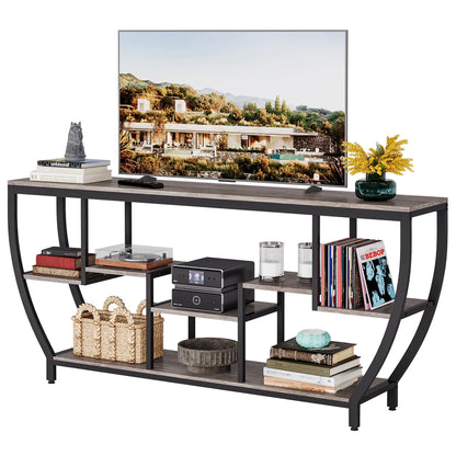 Tribesigns 70.9 Inch Entertainment Center with Storage Shelves, 70.9 Inch TV Stand for Television up to 80 Inches, Wood TV Media Console Table Unit for Living Room, Bedroom,Gray
