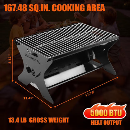Portable Gas/Charcoal Grill �C Foldable BBQ & Fire Pit for Outdoor Cooking, Camping, Tailgating,  & Backyard