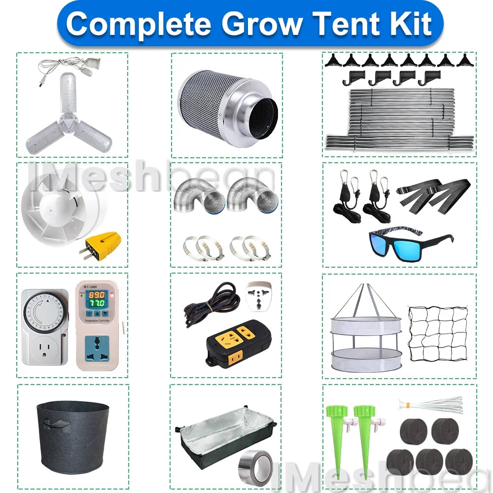 iMeshbean 48" x 48" x 80" Grow Tent Kit with Full Spectrum LED Plant Growth Lamp, Air Ventilation Filter System & Thermostat