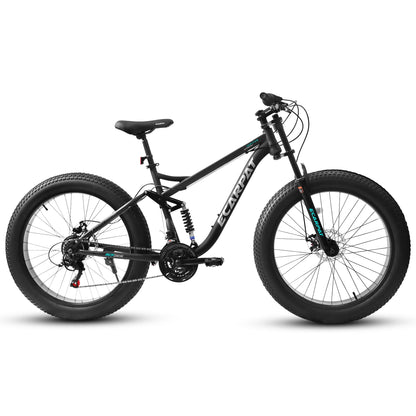 Ambifirner 26" Fat Tire Mountain Bike with Full Suspension - 4" Wide All-Terrain Tires & Shimano 21-Speed Drivetrain - Outdoor Bike for Men/Women 85% Pre-Assembled Durable Design
