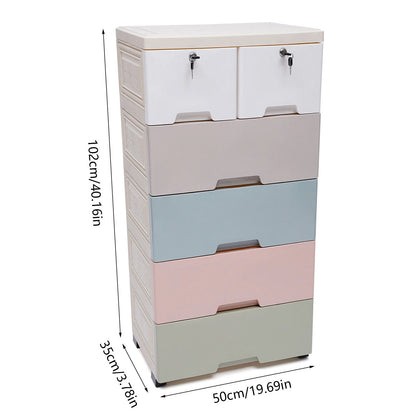 5-Layer Living Room Cabinet Baby Clothes Storage Plastic Chest Of Drawers Household Kids Clothes Forcer Plastic Storage 6 Drawers Toy Books Storage PP Material Colorful Drawer Clothes Cabinets