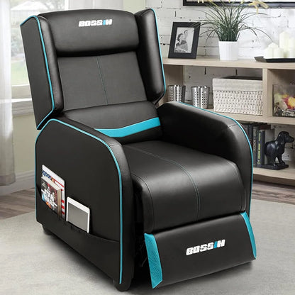 PUKAMI Gaming Recliner Chair for Adults 400lbs Racing Style Sofa Big and Tall PU Leather Recliner Seating Modern Ergonomic Lounge Recliner Chair Comfortable Home Movie Theater for Living Room