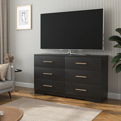 Kadyn White Chest of Drawer, 6 Double Drawer Dresser for Bedroom, Modern Storage Cabinet for Living Room, Dresser