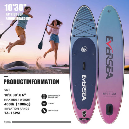 MSEASFREE 10' Inflatable Stand up Paddle Board,with Premium SUP Paddle Board Accessories,Non-Slip Comfort Deck for Youth & Adults