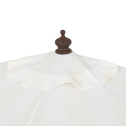 JONATHAN Y Beverly 9 ft. Half Market Patio Umbrella, Designer Classic Scalloped Fringe with Crank, Tilt Button and UV Protection, Blue/White/Cream, Dark Brown Pole