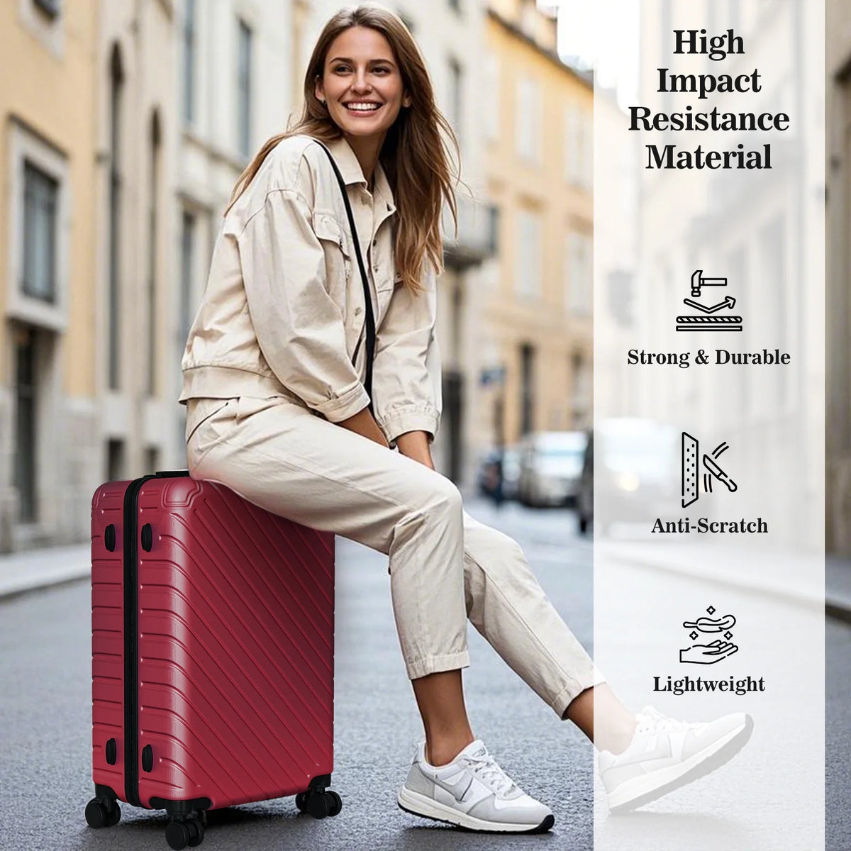 Apelila 4 Piece Luggage Sets Waterproof Durable Ultra-Light Hardside Spinner Suitcase Set Extra Large Capacity with 360�� Silent Wheels 3-Level Handles Lightweight Travel Luggage Free Covers & Hangers